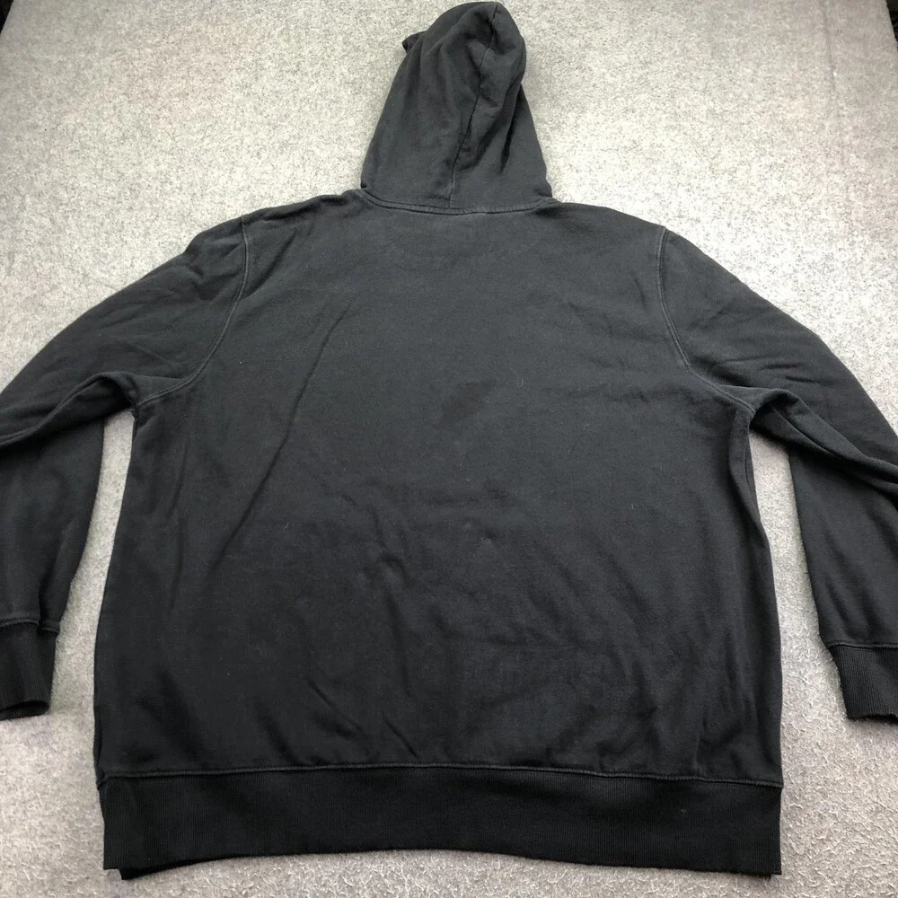 The North Face Hoodie Mens 2XL Black Pullover Fleece Sweatshirt Big Logo Front